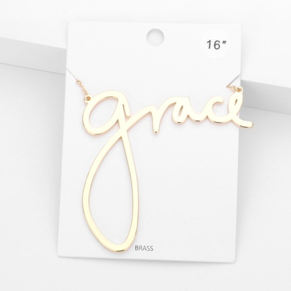 Gold grace pendant message necklace